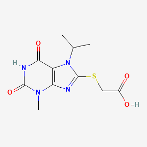 molecular formula C11H14N4O4S B2939915 2-(3-Methyl-2,6-dioxo-7-propan-2-ylpurin-8-yl)sulfanylacetic acid CAS No. 304446-17-1