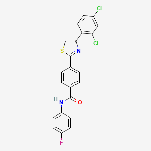 molecular formula C22H13Cl2FN2OS B2939916 4-[4-(2,4-dichlorophenyl)-1,3-thiazol-2-yl]-N-(4-fluorophenyl)benzamide CAS No. 321430-04-0