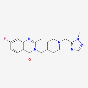 molecular formula C19H23FN6O B2939917 7-Fluoro-2-methyl-3-[[1-[(2-methyl-1,2,4-triazol-3-yl)methyl]piperidin-4-yl]methyl]quinazolin-4-one CAS No. 2415543-02-9