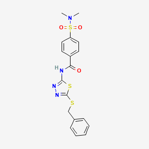 molecular formula C18H18N4O3S3 B2939920 N-[5-(benzylsulfanyl)-1,3,4-thiadiazol-2-yl]-4-(dimethylsulfamoyl)benzamide CAS No. 393572-22-0