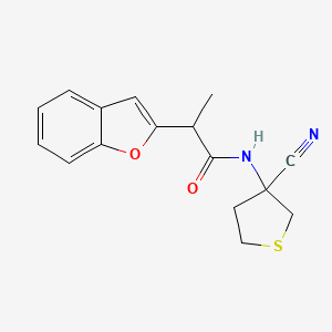 molecular formula C16H16N2O2S B2939924 2-(1-benzofuran-2-yl)-N-(3-cyanothiolan-3-yl)propanamide CAS No. 1394701-36-0