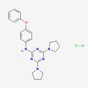 molecular formula C23H27ClN6O B2939929 N-(4-phenoxyphenyl)-4,6-di(pyrrolidin-1-yl)-1,3,5-triazin-2-amine hydrochloride CAS No. 1179395-93-7