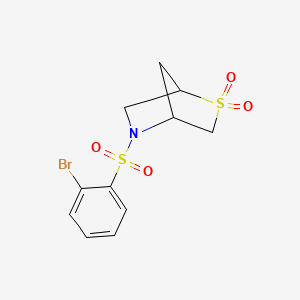 molecular formula C11H12BrNO4S2 B2939931 5-((2-Bromophenyl)sulfonyl)-2-thia-5-azabicyclo[2.2.1]heptane 2,2-dioxide CAS No. 2034302-01-5