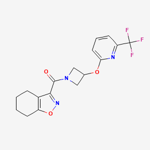 molecular formula C17H16F3N3O3 B2939937 (4,5,6,7-四氢苯并[d]异恶唑-3-基)(3-((6-(三氟甲基)吡啶-2-基)氧基)氮杂环丁烷-1-基)甲酮 CAS No. 2034606-49-8