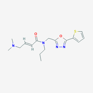 molecular formula C16H22N4O2S B2939939 (E)-4-(Dimethylamino)-N-propyl-N-[(5-thiophen-2-yl-1,3,4-oxadiazol-2-yl)methyl]but-2-enamide CAS No. 2411334-57-9