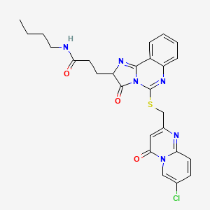 molecular formula C26H25ClN6O3S B2939945 N-butyl-3-[5-[(7-chloro-4-oxopyrido[1,2-a]pyrimidin-2-yl)methylsulfanyl]-3-oxo-2H-imidazo[1,2-c]quinazolin-2-yl]propanamide CAS No. 1043909-44-9