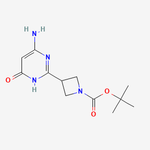 molecular formula C12H18N4O3 B2939950 叔丁基 3-(4-氨基-6-羟基嘧啶-2-基)氮杂环丁-1-羧酸酯 CAS No. 2219380-15-9