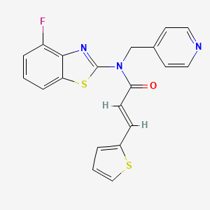 molecular formula C20H14FN3OS2 B2939968 (E)-N-(4-fluorobenzo[d]thiazol-2-yl)-N-(pyridin-4-ylmethyl)-3-(thiophen-2-yl)acrylamide CAS No. 941914-02-9