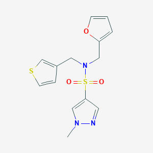 molecular formula C14H15N3O3S2 B2939975 N-(furan-2-ylmethyl)-1-methyl-N-(thiophen-3-ylmethyl)-1H-pyrazole-4-sulfonamide CAS No. 1797212-96-4