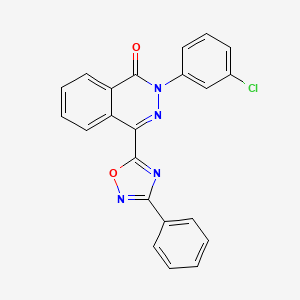 molecular formula C22H13ClN4O2 B2939977 2-(3-chlorophenyl)-4-(3-phenyl-1,2,4-oxadiazol-5-yl)phthalazin-1(2H)-one CAS No. 1291834-74-6
