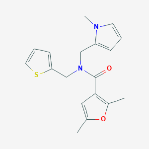 molecular formula C18H20N2O2S B2939978 2,5-二甲基-N-((1-甲基-1H-吡咯-2-基)甲基)-N-(噻吩-2-基甲基)呋喃-3-甲酰胺 CAS No. 1251634-29-3