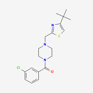 molecular formula C19H24ClN3OS B2939994 (4-((4-(叔丁基)噻唑-2-基)甲基)哌嗪-1-基)(3-氯苯基)甲苯酮 CAS No. 1105232-81-2