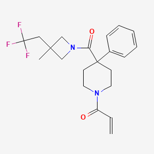 molecular formula C21H25F3N2O2 B2939996 1-[4-[3-Methyl-3-(2,2,2-trifluoroethyl)azetidine-1-carbonyl]-4-phenylpiperidin-1-yl]prop-2-en-1-one CAS No. 2197750-79-9