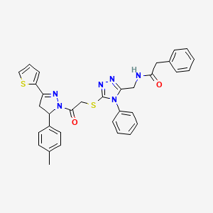 N-((5-((2-oxo-2-(3-(thiophen-2-yl)-5-(p-tolyl)-4,5-dihydro-1H-pyrazol-1-yl)ethyl)thio)-4-phenyl-4H-1,2,4-triazol-3-yl)methyl)-2-phenylacetamide