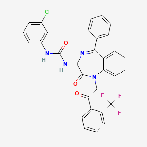 molecular formula C31H22ClF3N4O3 B2940012 1-(1-(2-(2-(trifluoromethyl)phenyl)-2-oxoethyl)-2-oxo-5-phenyl-2,3-dihydro-1H-1,4-diazepin-3-yl)-3-(3-chlorophenyl)urea CAS No. 1796915-28-0