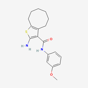 molecular formula C18H22N2O2S B2940022 2-amino-N-(3-methoxyphenyl)-4,5,6,7,8,9-hexahydrocycloocta[b]thiophene-3-carboxamide CAS No. 725687-83-2