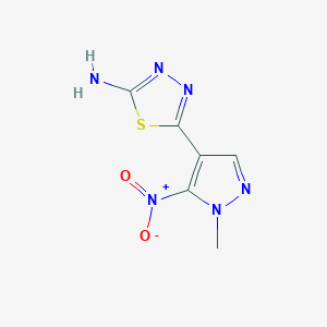molecular formula C6H6N6O2S B2940024 5-(1-Methyl-5-nitropyrazol-4-yl)-1,3,4-thiadiazol-2-amine CAS No. 1946822-08-7