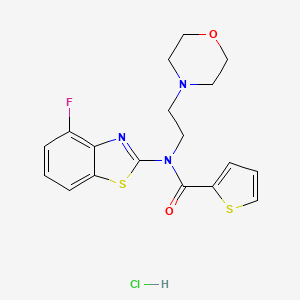 molecular formula C18H19ClFN3O2S2 B2940026 N-(4-fluorobenzo[d]thiazol-2-yl)-N-(2-morpholinoethyl)thiophene-2-carboxamide hydrochloride CAS No. 1216537-85-7