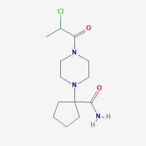 molecular formula C13H22ClN3O2 B2940031 1-[4-(2-Chloropropanoyl)piperazin-1-yl]cyclopentane-1-carboxamide CAS No. 2411319-23-6
