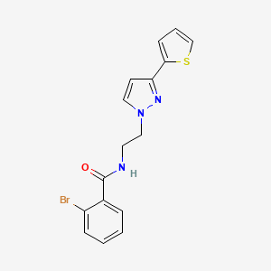 molecular formula C16H14BrN3OS B2940034 2-bromo-N-(2-(3-(thiophen-2-yl)-1H-pyrazol-1-yl)ethyl)benzamide CAS No. 1797328-48-3