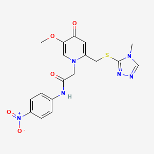 2-(5-methoxy-2-(((4-methyl-4H-1,2,4-triazol-3-yl)thio)methyl)-4-oxopyridin-1(4H)-yl)-N-(4-nitrophenyl)acetamide