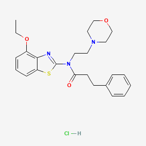 molecular formula C24H30ClN3O3S B2940056 N-(4-ethoxybenzo[d]thiazol-2-yl)-N-(2-morpholinoethyl)-3-phenylpropanamide hydrochloride CAS No. 1323511-10-9