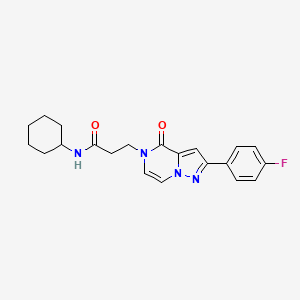 molecular formula C21H23FN4O2 B2940058 N-cyclohexyl-3-[2-(4-fluorophenyl)-4-oxopyrazolo[1,5-a]pyrazin-5(4H)-yl]propanamide CAS No. 1326909-77-6