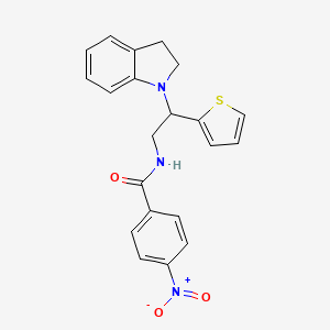 molecular formula C21H19N3O3S B2940072 N-(2-(indolin-1-yl)-2-(thiophen-2-yl)ethyl)-4-nitrobenzamide CAS No. 898433-51-7