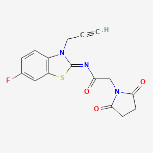 molecular formula C16H12FN3O3S B2940073 (Z)-2-(2,5-dioxopyrrolidin-1-yl)-N-(6-fluoro-3-(prop-2-yn-1-yl)benzo[d]thiazol-2(3H)-ylidene)acetamide CAS No. 865181-62-0