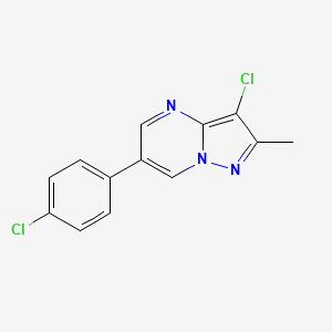 molecular formula C13H9Cl2N3 B2940074 3-Chloro-6-(4-chlorophenyl)-2-methylpyrazolo[1,5-a]pyrimidine CAS No. 439107-64-9
