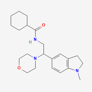 molecular formula C22H33N3O2 B2940075 N-(2-(1-甲基吲哚-5-基)-2-吗啉基乙基)环己烷甲酰胺 CAS No. 921895-36-5