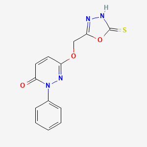 molecular formula C13H10N4O3S B2940077 2-苯基-6-[(5-巯基-1,3,4-恶二唑-2-基)甲氧基]-3(2H)-吡哒嗪酮 CAS No. 900019-82-1