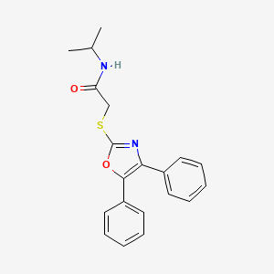 molecular formula C20H20N2O2S B2940085 2-((4,5-二苯基恶唑-2-基)硫代)-N-异丙基乙酰胺 CAS No. 565466-26-4