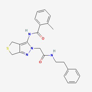 2-methyl-N-(2-(2-oxo-2-(phenethylamino)ethyl)-4,6-dihydro-2H-thieno[3,4-c]pyrazol-3-yl)benzamide
