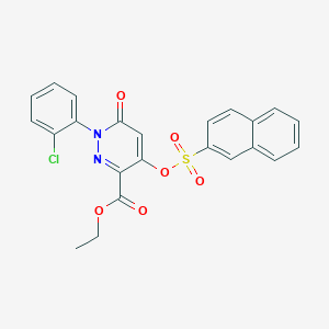 molecular formula C23H17ClN2O6S B2940098 1-(2-氯苯基)-4-((萘-2-磺酰基)氧基)-6-氧代-1,6-二氢吡ridazine-3-甲酸乙酯 CAS No. 899728-47-3