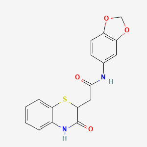 molecular formula C17H14N2O4S B2940102 N-(1,3-benzodioxol-5-yl)-2-(3-hydroxy-2H-1,4-benzothiazin-2-yl)acetamide CAS No. 367908-41-6