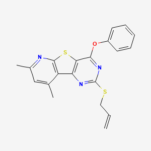 molecular formula C20H17N3OS2 B2940103 2-(Allylsulfanyl)-7,9-dimethyl-4-phenoxypyrido[3',2':4,5]thieno[3,2-d]pyrimidine CAS No. 478065-70-2