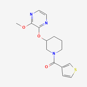 molecular formula C15H17N3O3S B2940104 (3-((3-Methoxypyrazin-2-yl)oxy)piperidin-1-yl)(thiophen-3-yl)methanone CAS No. 2034500-74-6
