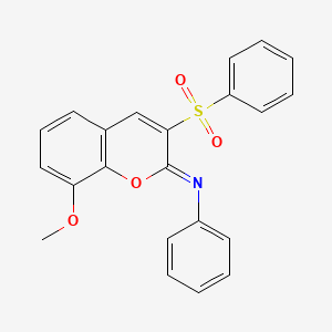 molecular formula C22H17NO4S B2940110 (Z)-N-(8-methoxy-3-(phenylsulfonyl)-2H-chromen-2-ylidene)aniline CAS No. 904436-45-9