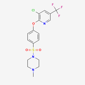 molecular formula C17H17ClF3N3O3S B2940124 1-[(4-{[3-氯-5-(三氟甲基)-2-吡啶基]氧代}苯基)磺酰基]-4-甲基哌嗪 CAS No. 344277-97-0