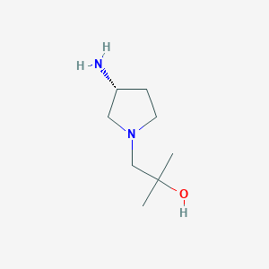 molecular formula C8H18N2O B2940128 1-[(3R)-3-aminopyrrolidin-1-yl]-2-methylpropan-2-ol CAS No. 1567866-78-7