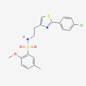 molecular formula C19H19ClN2O3S2 B2940133 N-(2-(2-(4-chlorophenyl)thiazol-4-yl)ethyl)-2-methoxy-5-methylbenzenesulfonamide CAS No. 933231-26-6