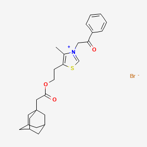 molecular formula C26H32BrNO3S B2940136 5-(2-(2-((3r,5r,7r)-Adamantan-1-yl)acetoxy)ethyl)-4-methyl-3-(2-oxo-2-phenylethyl)thiazol-3-ium bromide CAS No. 476410-75-0