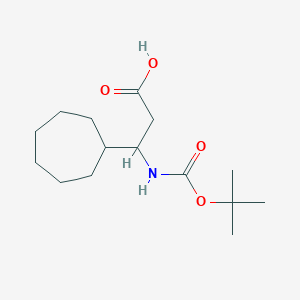 molecular formula C15H27NO4 B2940140 3-{[(叔丁氧基)羰基]氨基}-3-环庚基丙酸 CAS No. 776330-72-4