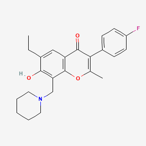 6-ethyl-3-(4-fluorophenyl)-7-hydroxy-2-methyl-8-(piperidin-1-ylmethyl)-4H-chromen-4-one