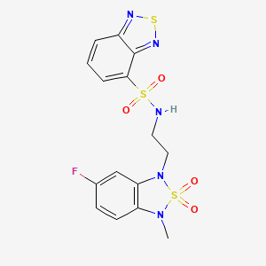 molecular formula C15H14FN5O4S3 B2940158 N-(2-(6-fluoro-3-methyl-2,2-dioxidobenzo[c][1,2,5]thiadiazol-1(3H)-yl)ethyl)benzo[c][1,2,5]thiadiazole-4-sulfonamide CAS No. 2034455-59-7