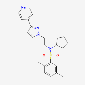 molecular formula C23H28N4O2S B2940163 N-cyclopentyl-2,5-dimethyl-N-(2-(3-(pyridin-4-yl)-1H-pyrazol-1-yl)ethyl)benzenesulfonamide CAS No. 2034296-01-8