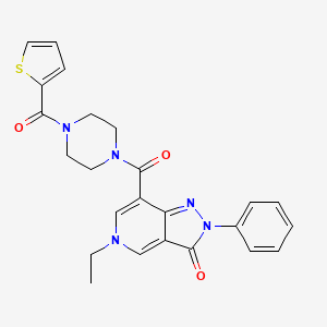 molecular formula C24H23N5O3S B2940166 5-ethyl-2-phenyl-7-(4-(thiophene-2-carbonyl)piperazine-1-carbonyl)-2H-pyrazolo[4,3-c]pyridin-3(5H)-one CAS No. 1040646-70-5