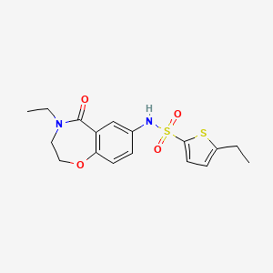 molecular formula C17H20N2O4S2 B2940168 5-ethyl-N-(4-ethyl-5-oxo-2,3,4,5-tetrahydrobenzo[f][1,4]oxazepin-7-yl)thiophene-2-sulfonamide CAS No. 922062-50-8