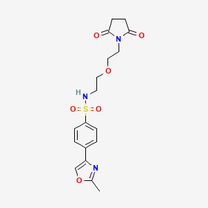 molecular formula C18H21N3O6S B2940170 N-(2-(2-(2,5-dioxopyrrolidin-1-yl)ethoxy)ethyl)-4-(2-methyloxazol-4-yl)benzenesulfonamide CAS No. 2034568-57-3